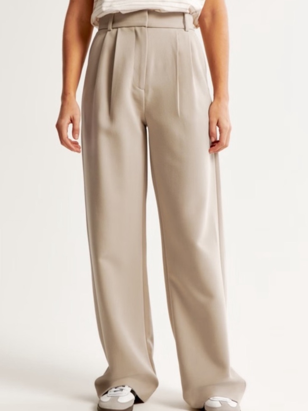 Abercrombie & Fitch Sloan Tailored Wide Leg Trouser Pants Women's 27/4 Beige NWT